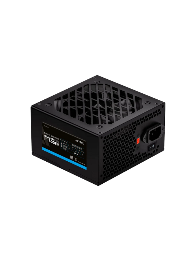 FUENTE DE PODER ACTECK BLAZAR EVO FT500E | 500 W | ATX | NO MODULAR | VENTILADOR 120 MM | SWITCH DE VOLTAJE | NEGRO | ES-05001E